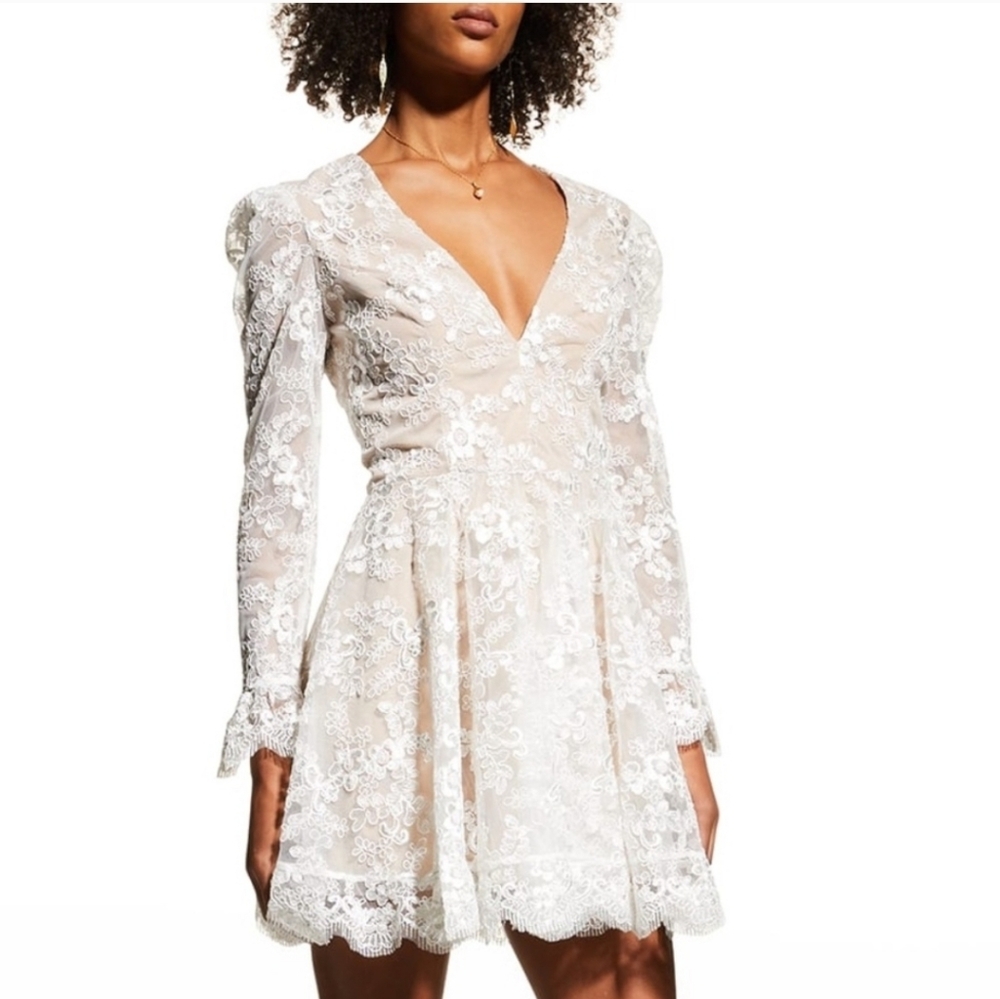 Helsi Elegant White Lace Mini Dress Size S